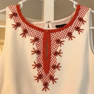 Ann Taylor cream and orange beaded shift dress